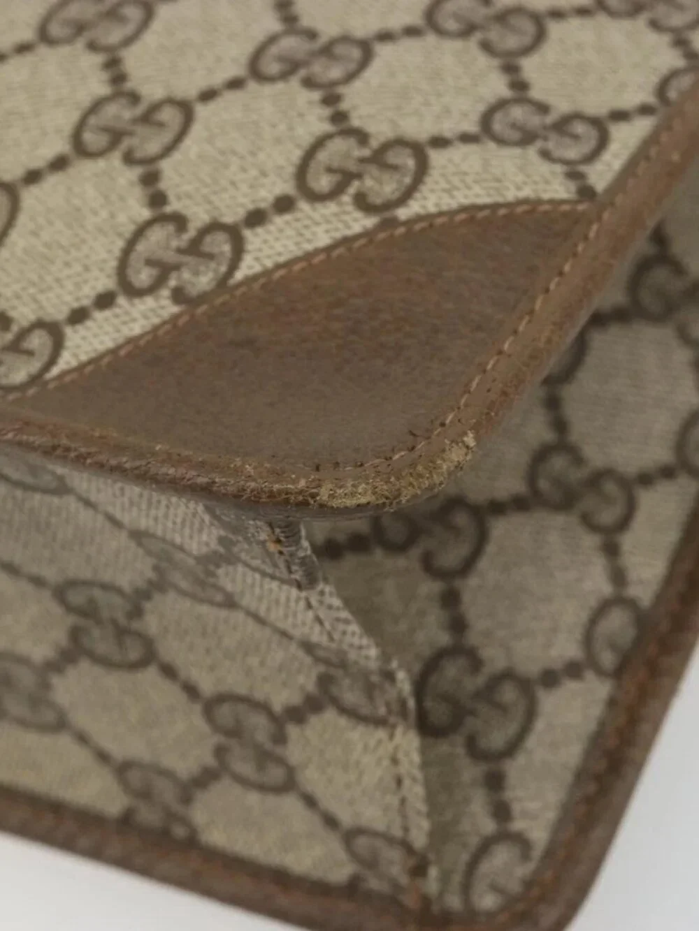 GUCCI GG Supreme Clutch Bag Clutch Bag PVC Beige Auth 188571